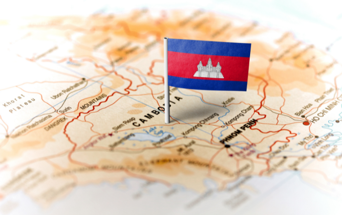 Map and flag of Cambodia