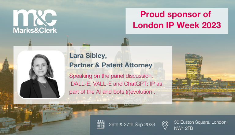 ID: announcement that Lara Sibley will be speaking at London IP Week in September