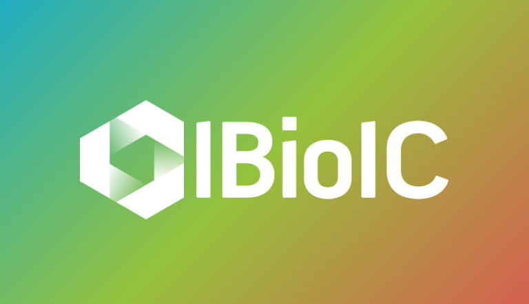 IBioIC Logo with multicoloured gradient background