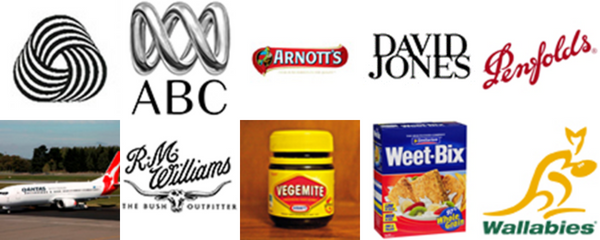 top 10 favourite Australian trade marks: Woolmark, ABC, Arnotts, David Jones, Penfolds, Qantas, R.M.Williams, Vegemite, Weet-Bix, Wallabies