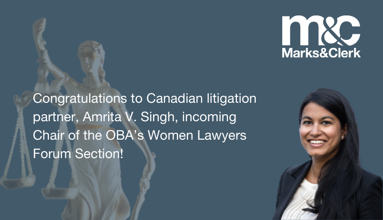 Amrita V. Singh, incoming Chair of the Ontario Bar Association's Women Lawyers Forum Section