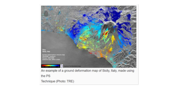 An example of a ground deformation map of Sicily, Italy, made using the PS Technique